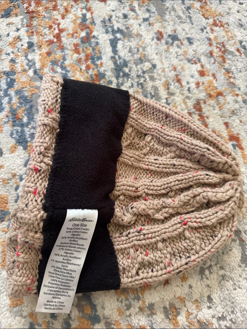 Eddie Bauer Tan Cable Knit Beanie